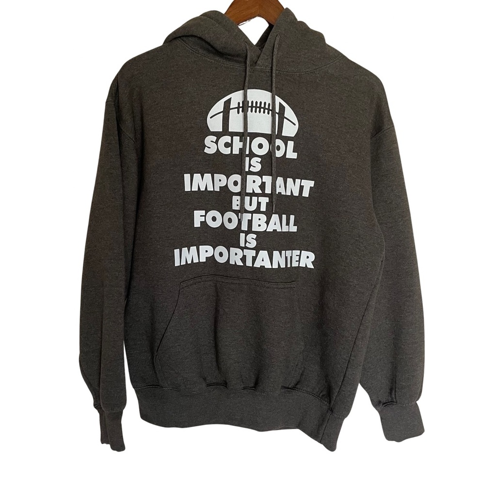 Football is Importanter Funny Gray Hoodie - Adult Medium